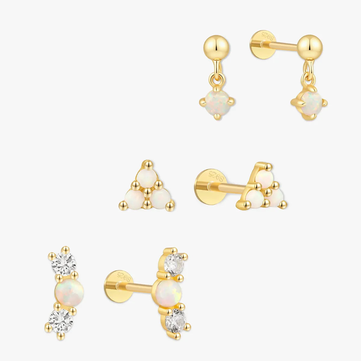 Opal Flat Back StudsSet in Gold
