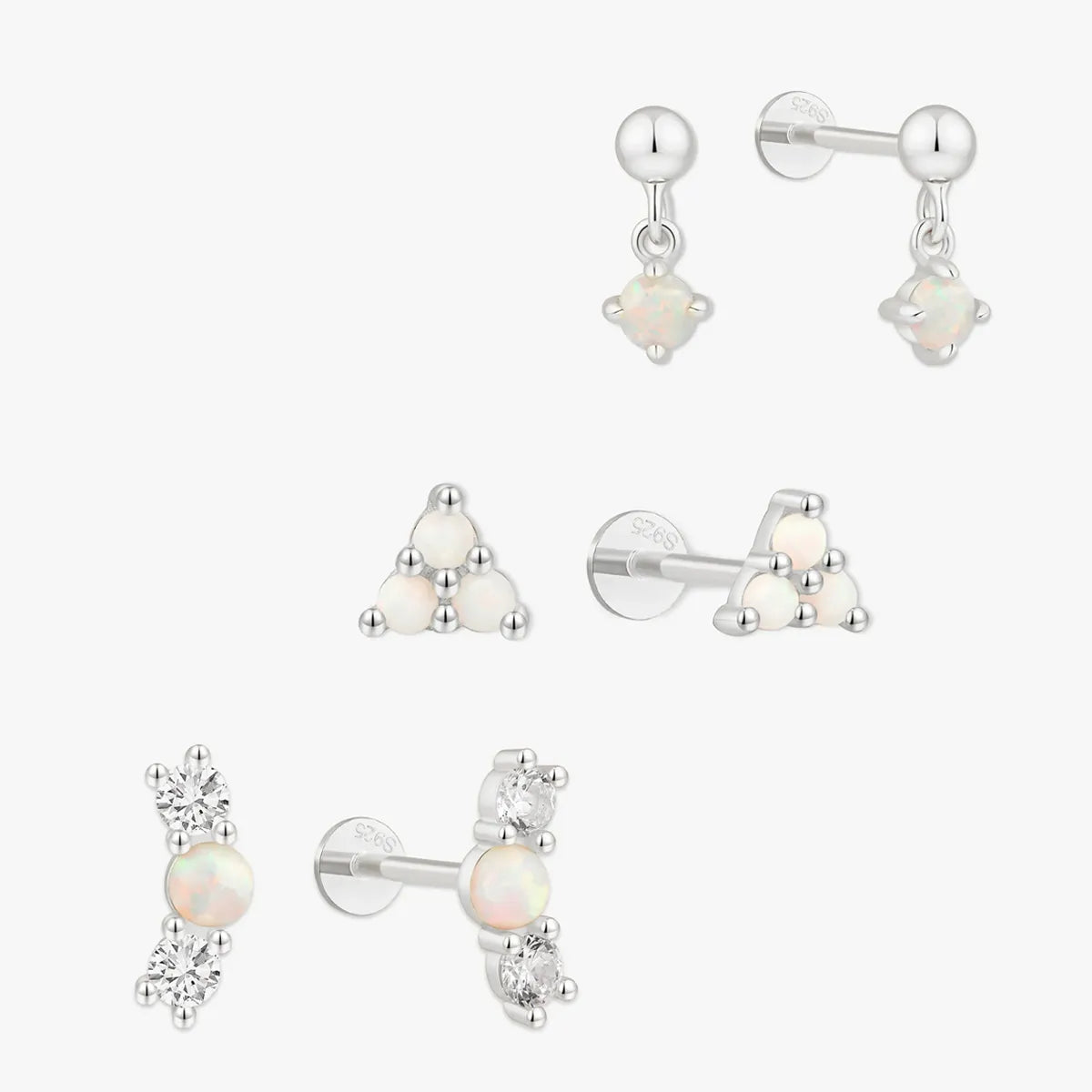 Opal Flat Back StudsSet in Silver