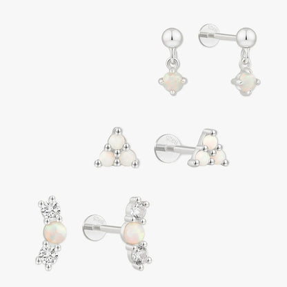 Opal Flat Back StudsSet in Silver