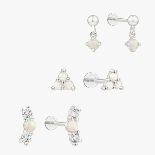 Opal Flat Back StudsSet in Silver
