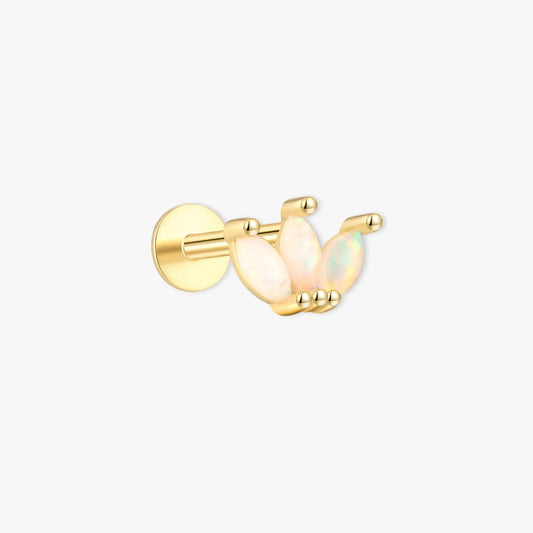 Opal Marquise Cluster Helix Stud in Gold
