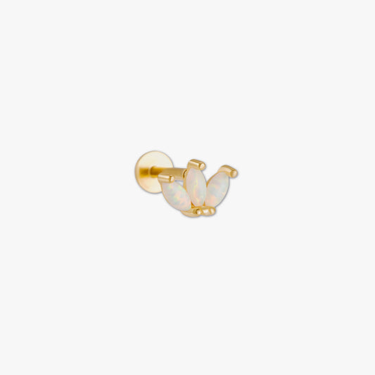 Opal Marquise Cluster Helix Stud in Gold