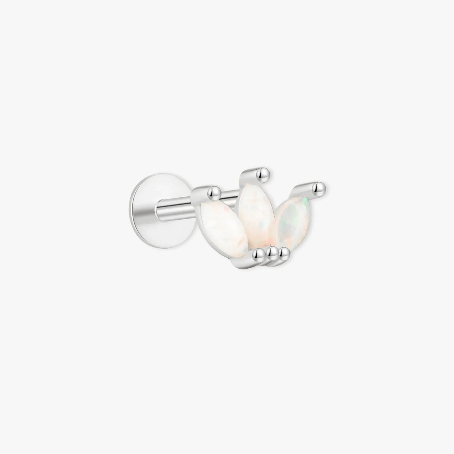 Opal Marquise Cluster Helix Stud in Silver