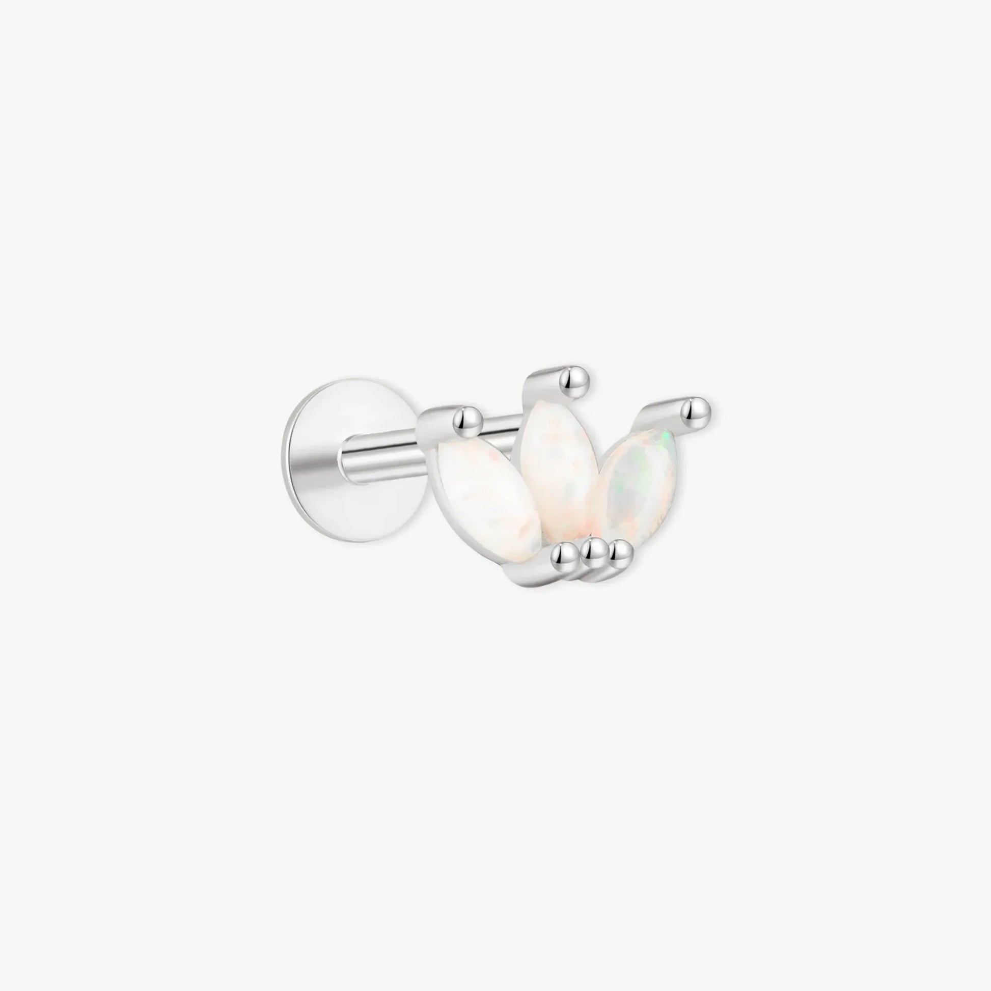 Opal Marquise Cluster Helix Stud in Silver