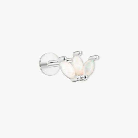 Opal Marquise Cluster Helix Stud in Silver