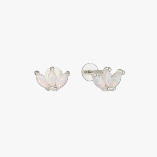 Opal Marquise Cluster Studs in Silver