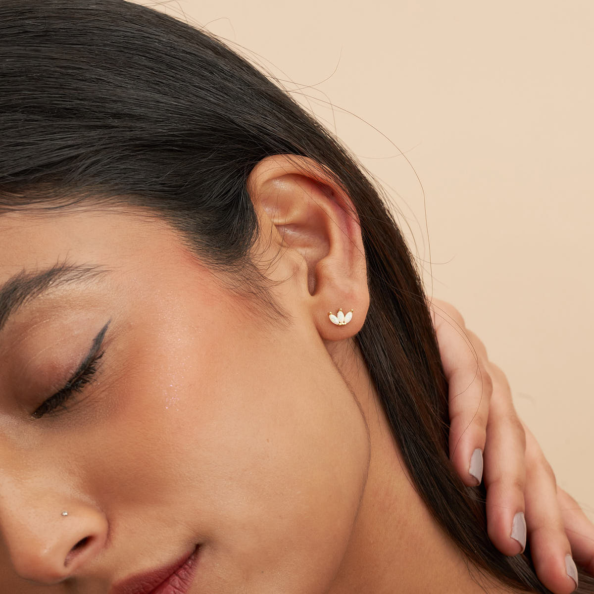 Opal Marquise Cluster Studs in Gold