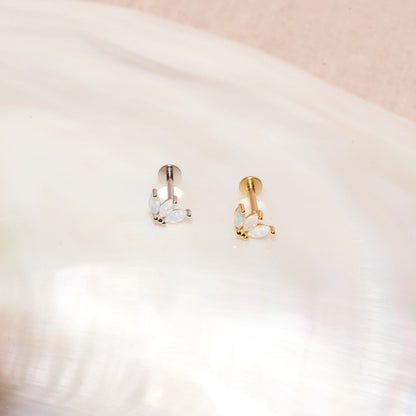 Opal Marquise Cluster Studs in Gold
