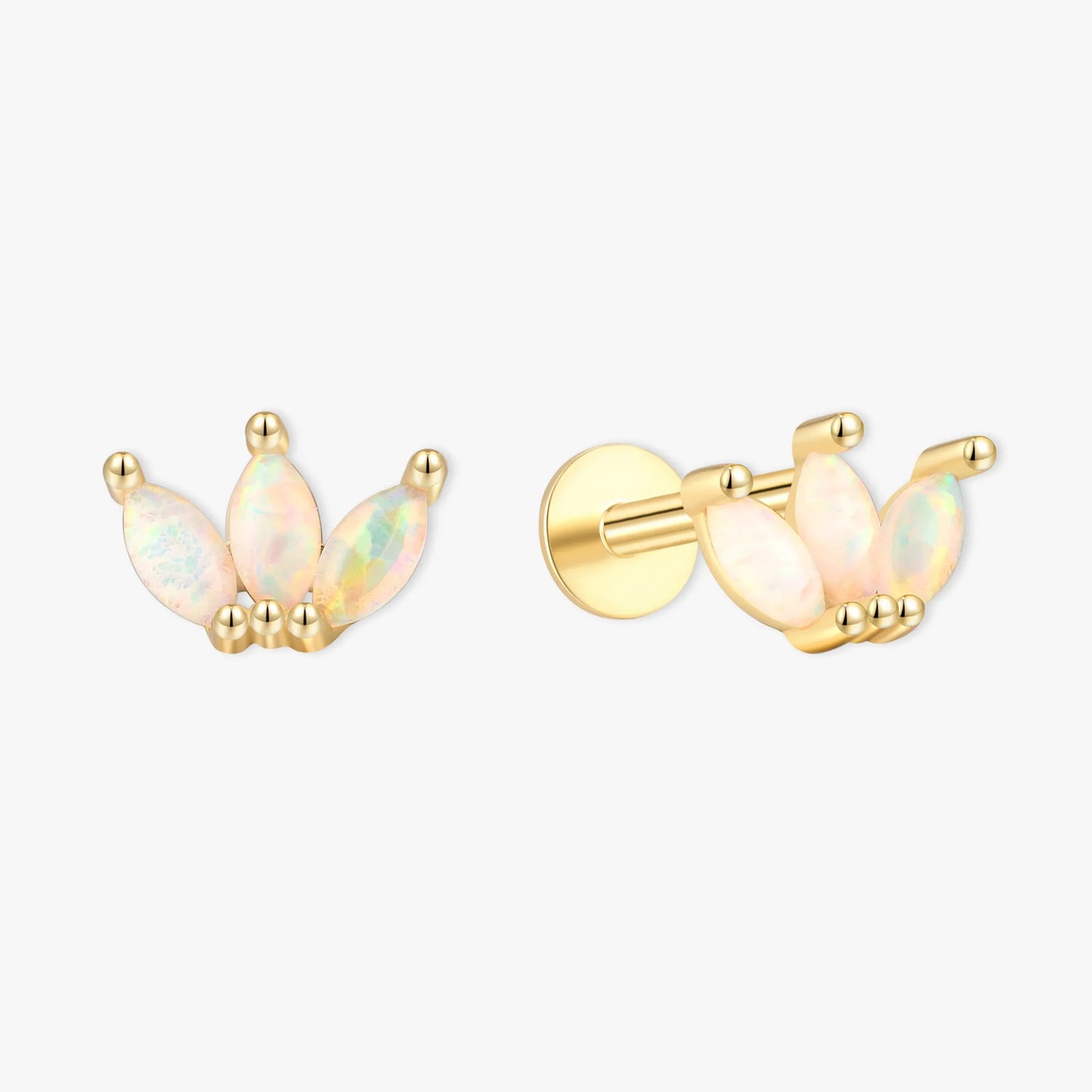 Opal Marquise Cluster Studs in Gold