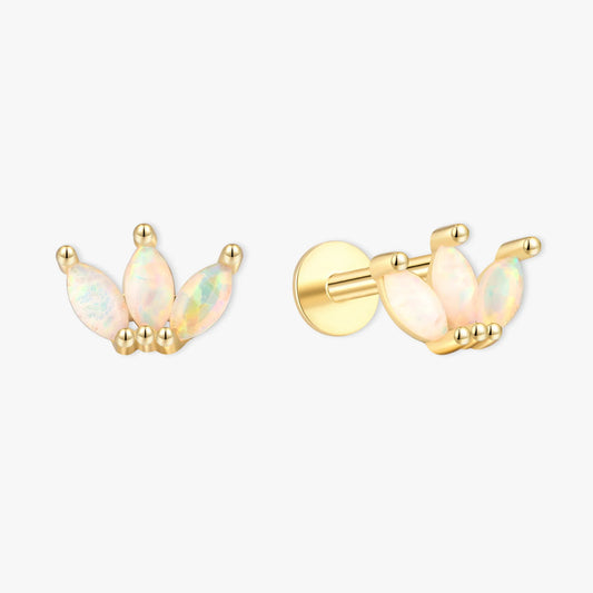 Opal Marquise Cluster Studs in Gold
