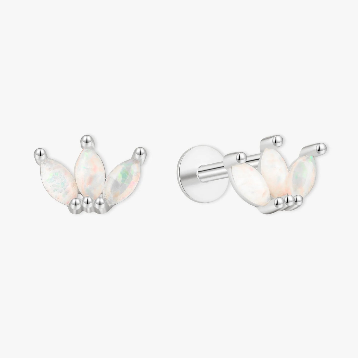 Opal Marquise Cluster Studs in Silver