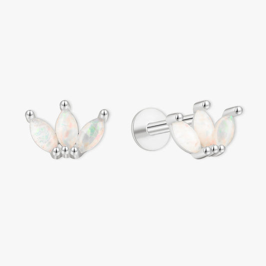 Opal Marquise Cluster Studs in Silver