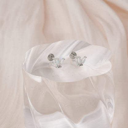 Opal Marquise Cluster Studs in Silver