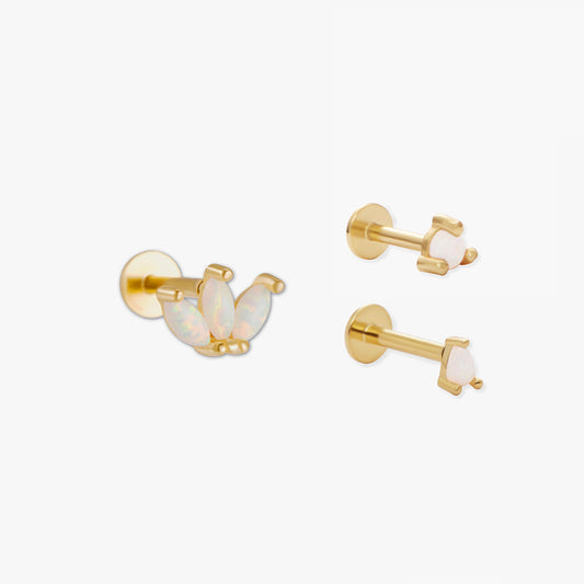 Opal Stud Earrings Set In Gold