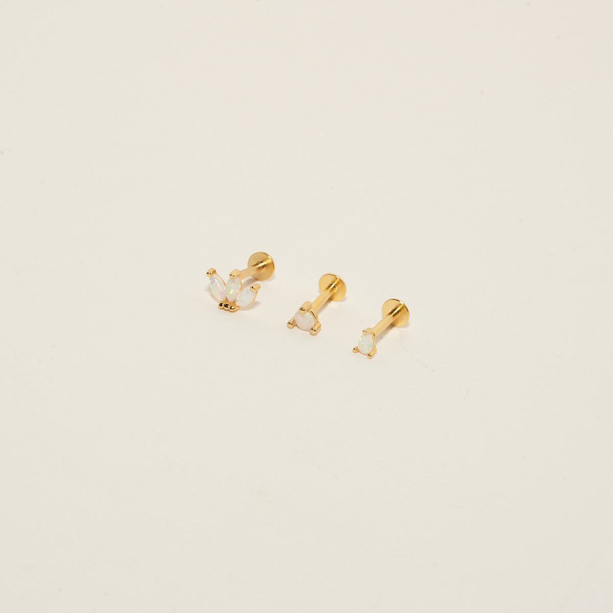 Opal Stud Earrings Set In Gold