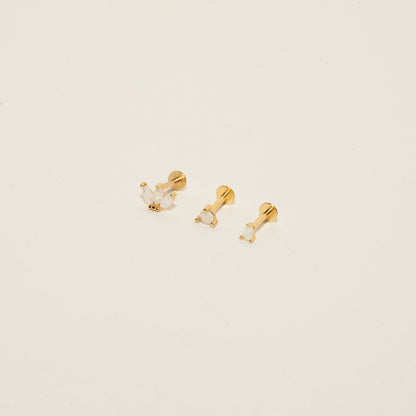 Opal Stud Earrings Set In Gold