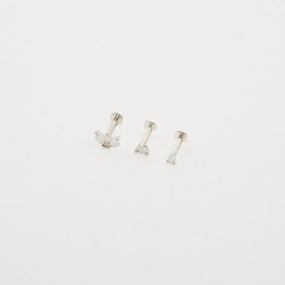 Opal Stud Earrings Set In Silver