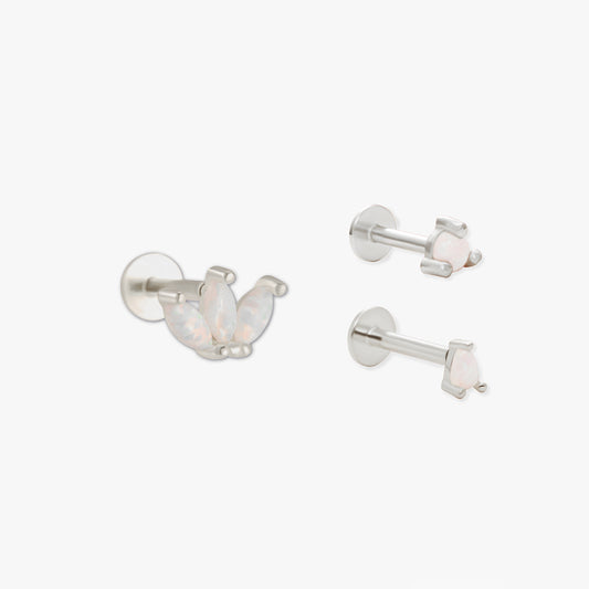 Opal Stud Earrings Set In Silver