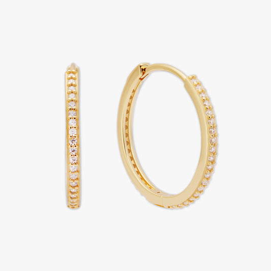 Pavé Crystal Hoop Earrings In Gold