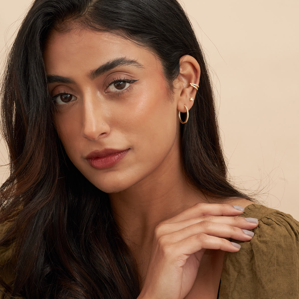 Pavé Crystal Hoop Earrings In Gold