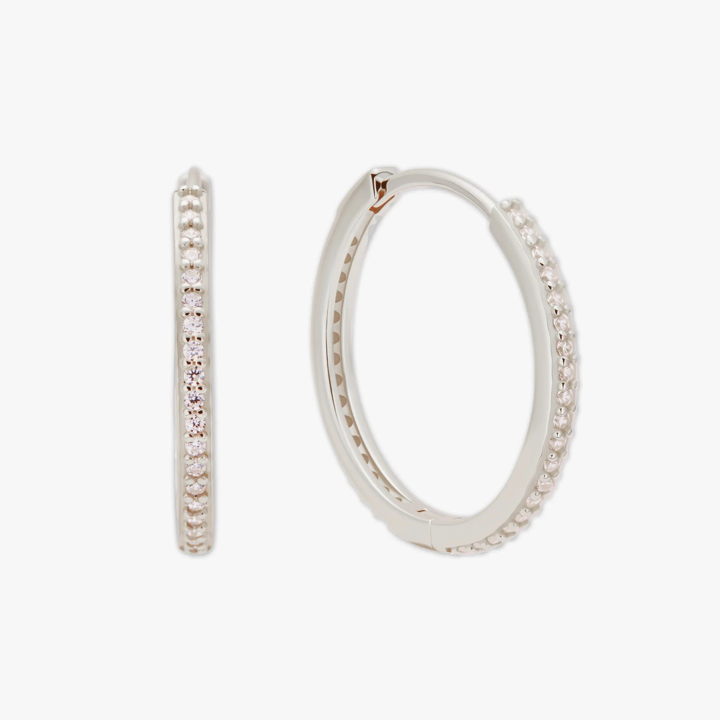 Pavé Crystal Hoop Earrings In Silver