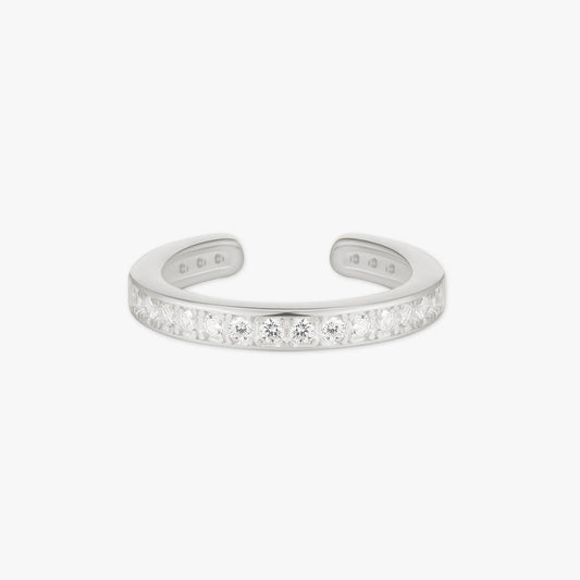 Paved Crystal Ear Cuff in Silver