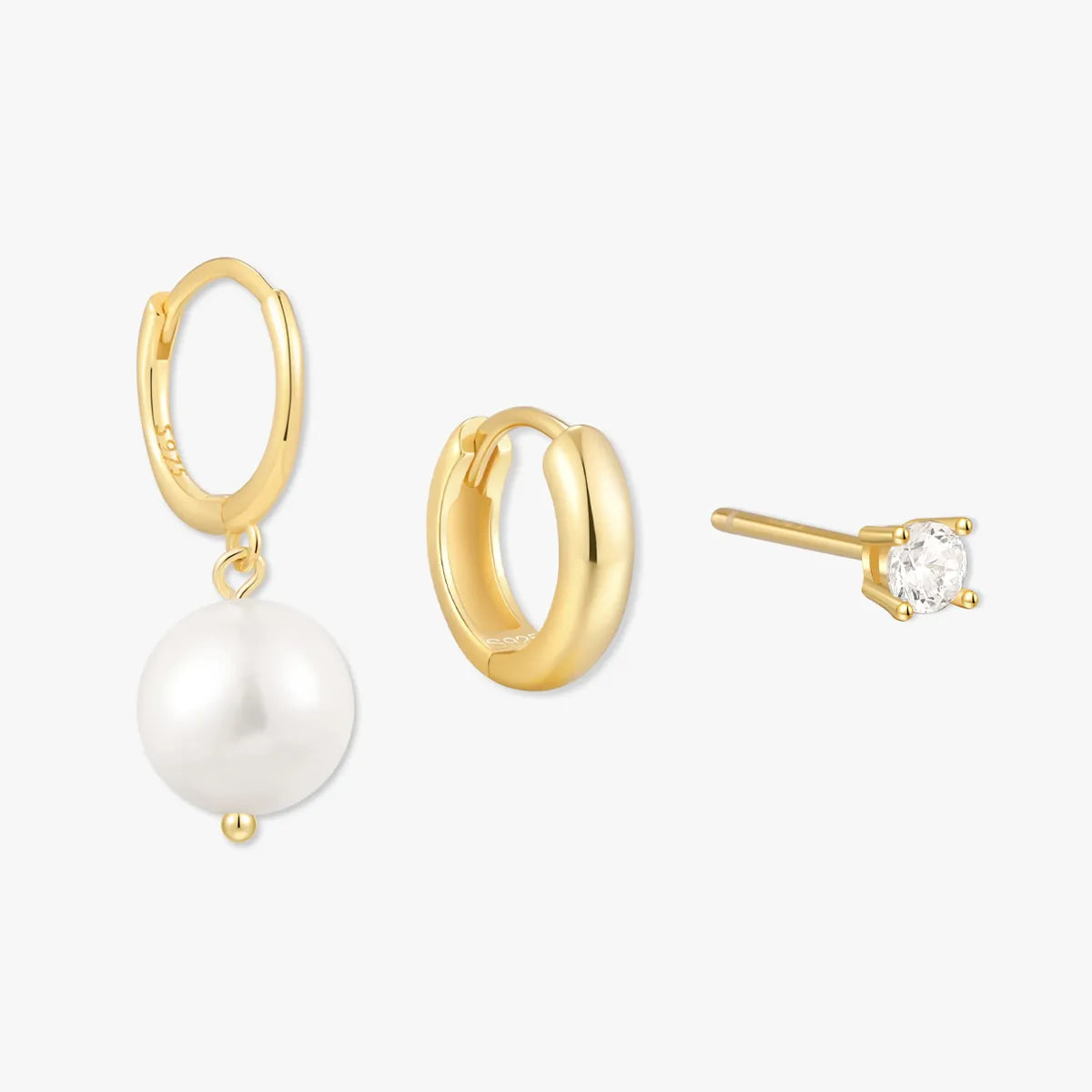Pearl Everyday Hoop Set In Gold