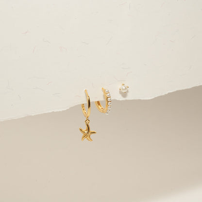 Pearl Hoop Stack In Gold