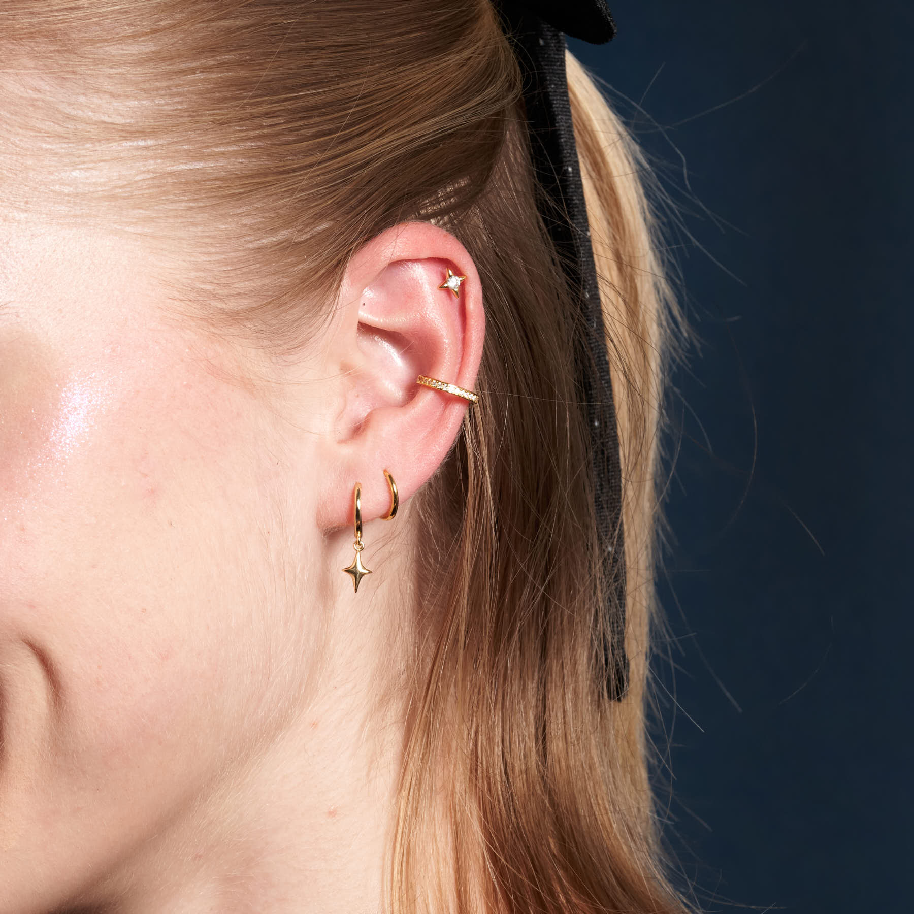 Polished Star Charm Dangle Earrings In Gold-0