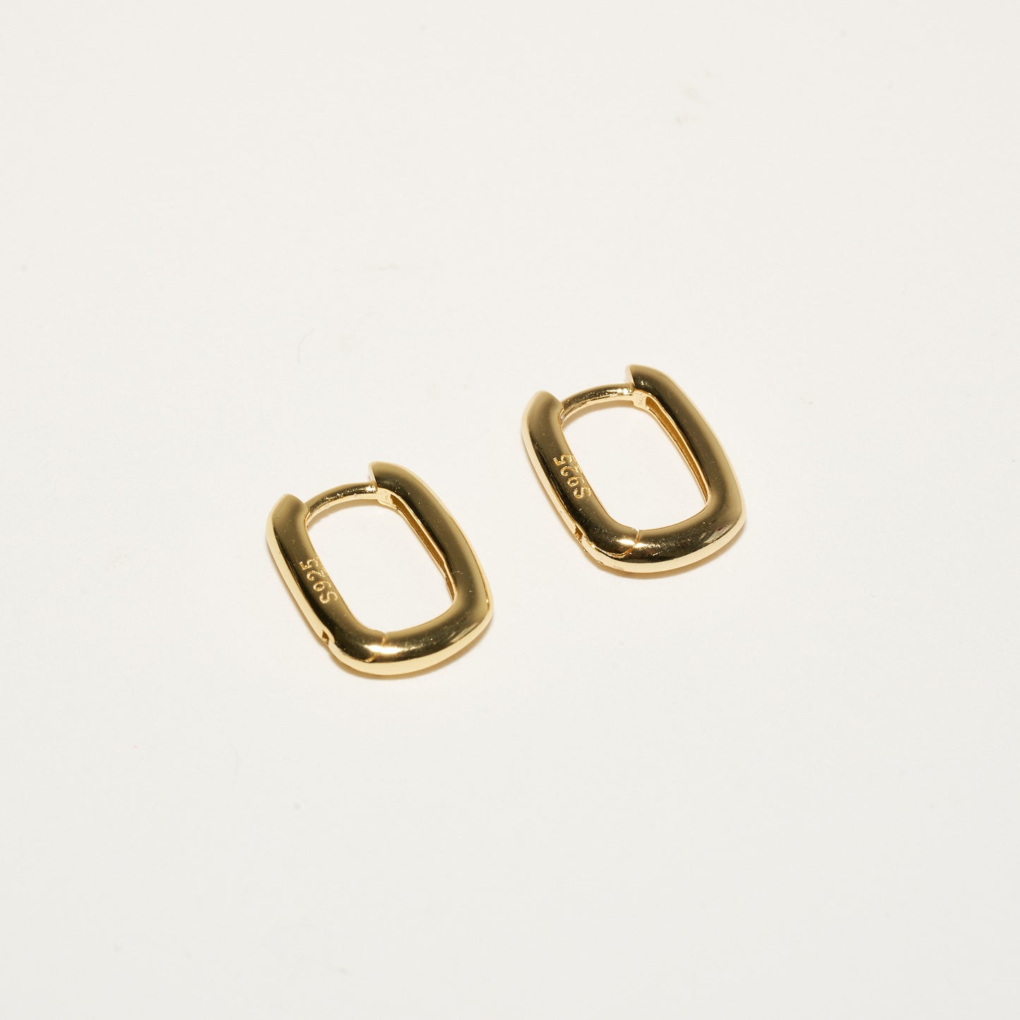 Rectangle Huggie Hoops in Gold