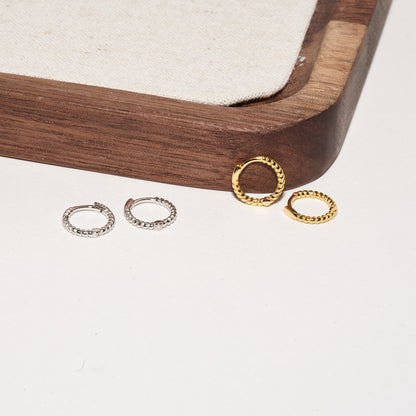 Rope Twist Huggie Hoops In Gold
