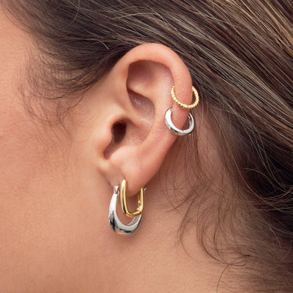 Rope Twist Helix Hoop In Gold