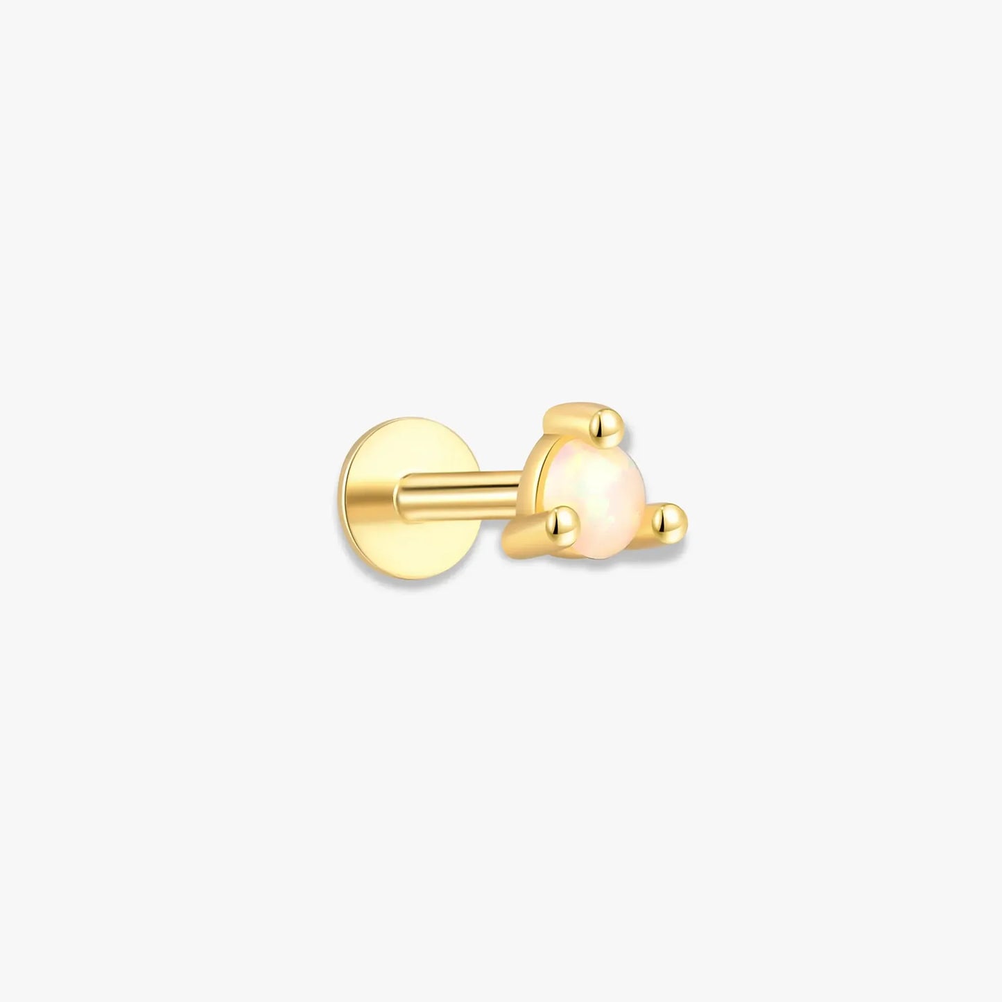 Round Helix Opal Flat Back Stud In Gold