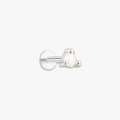 Round Helix Opal Flat Back Stud In Silver