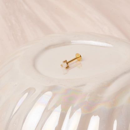 Round Helix Opal Labret Stud In Gold