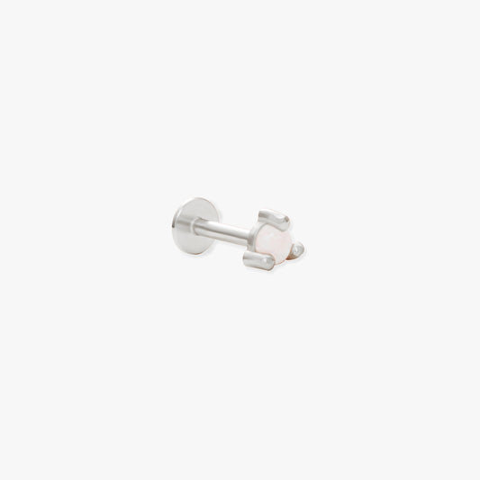 Round Helix Opal Labret Stud In Silver