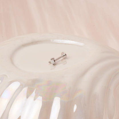 Round Helix Opal Labret Stud In Silver