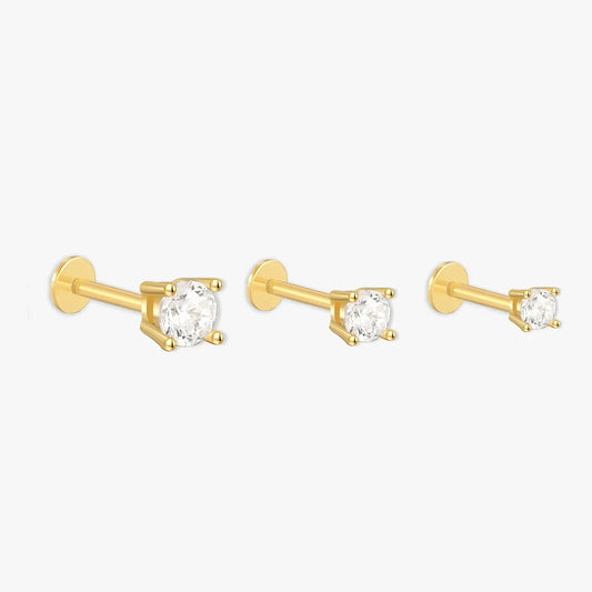Essential Flat Back Diamond Studs In Gold