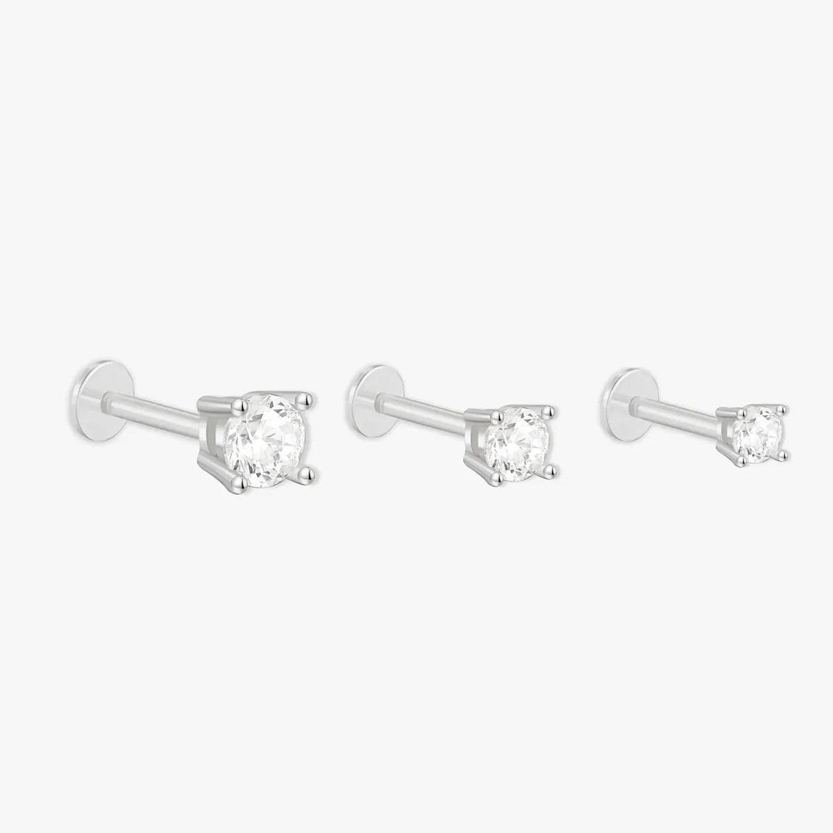 Crystal Flat Back Studs Set in Silver