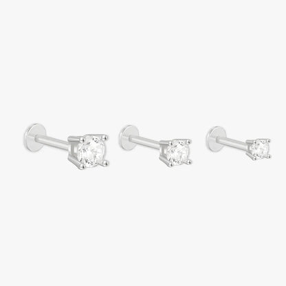 Crystal Flat Back Studs Set in Silver