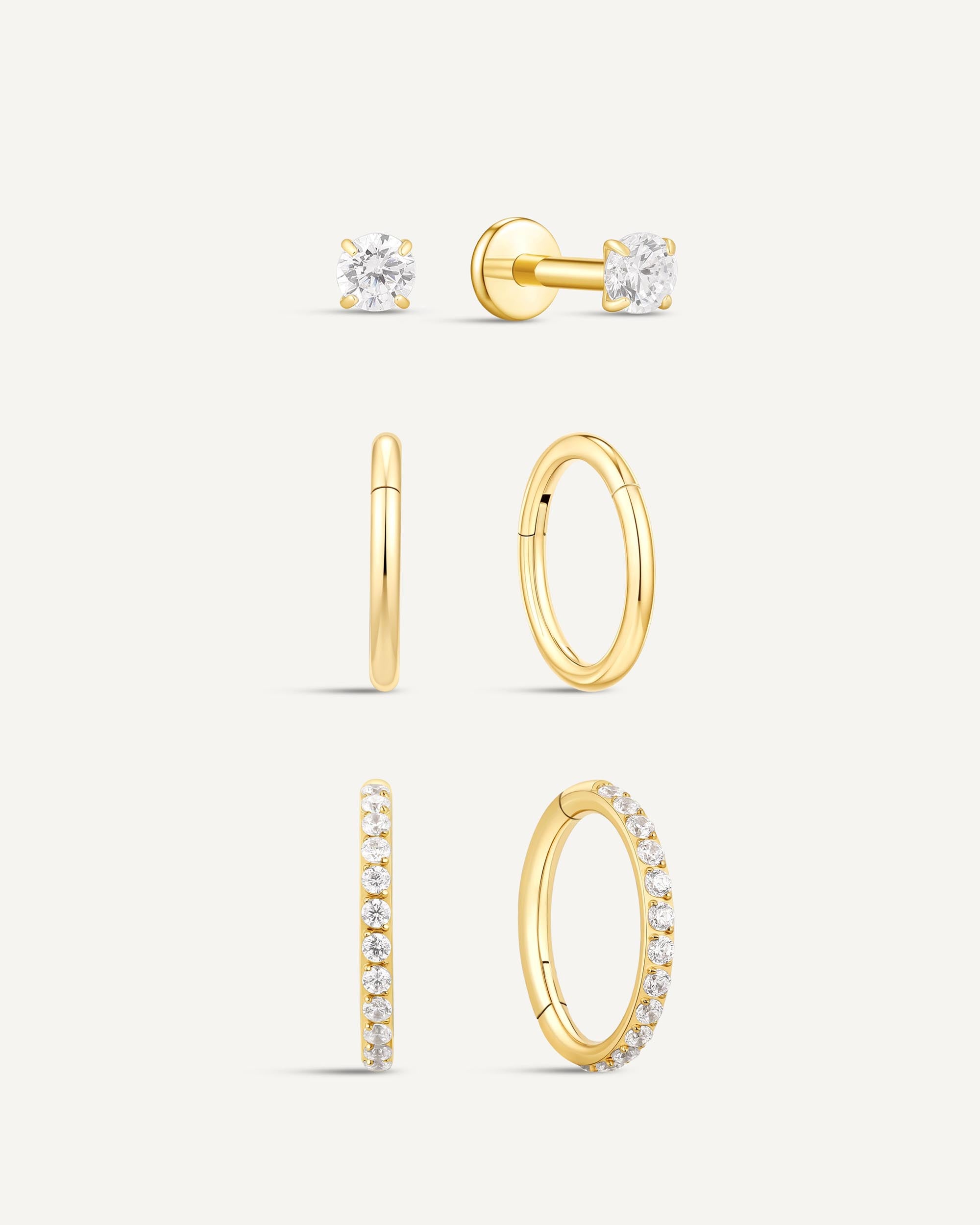 Titanium Everyday Earring Set In Gold