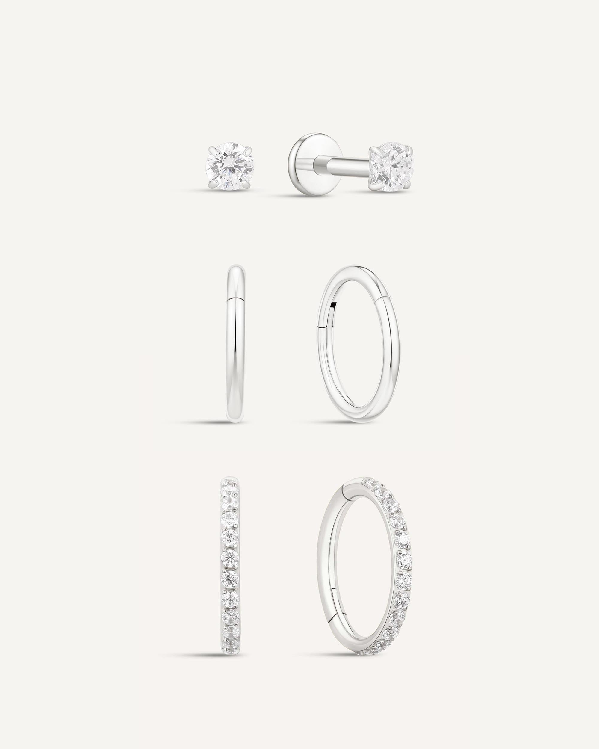Titanium Everyday Earring Set In Silver