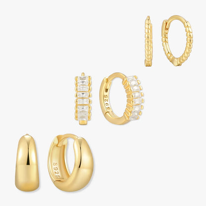 Everyday Huggie Hoops Set in Gold