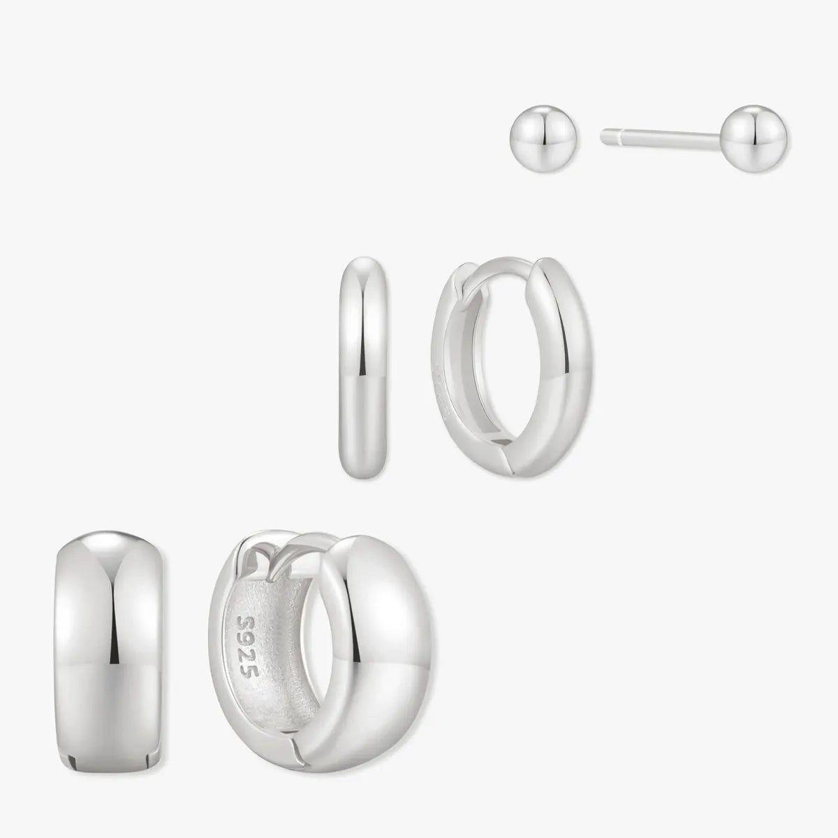 Essential Chunky Hoops Set in Silver