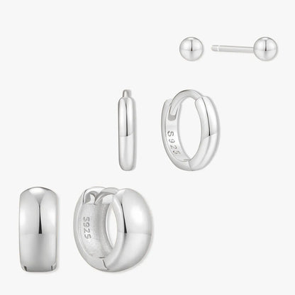 Essential Chunky Hoops Set in Silver