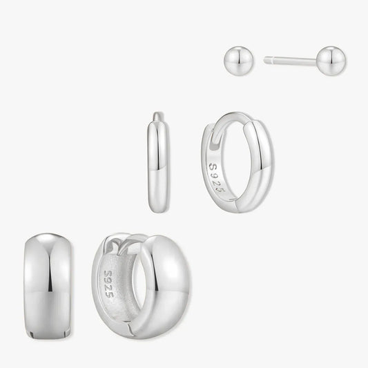 Essential Chunky Hoops Set in Silver