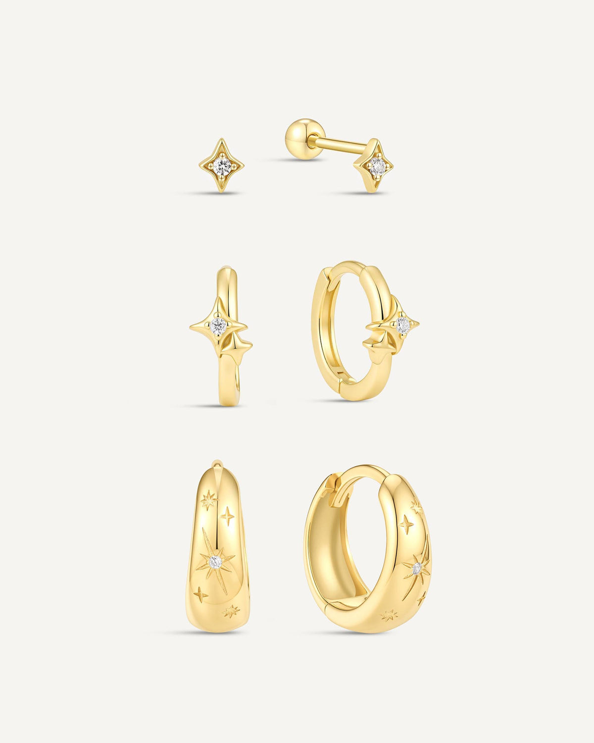 Celestial Star Earring Set In Gold