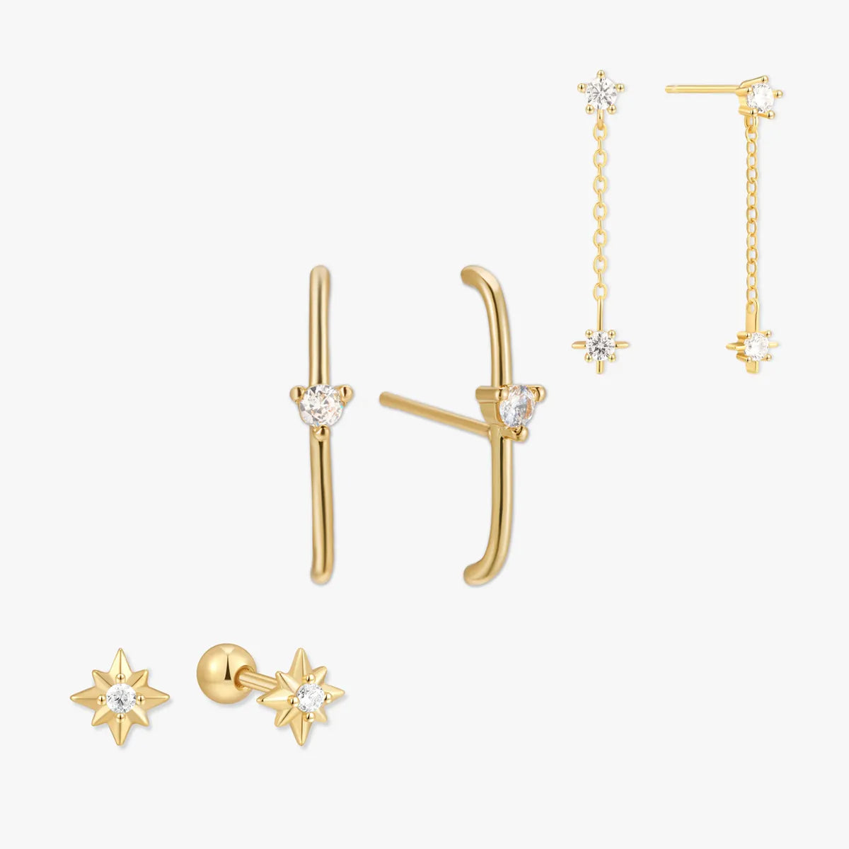 Celestial Dangle Earring Set in Gold