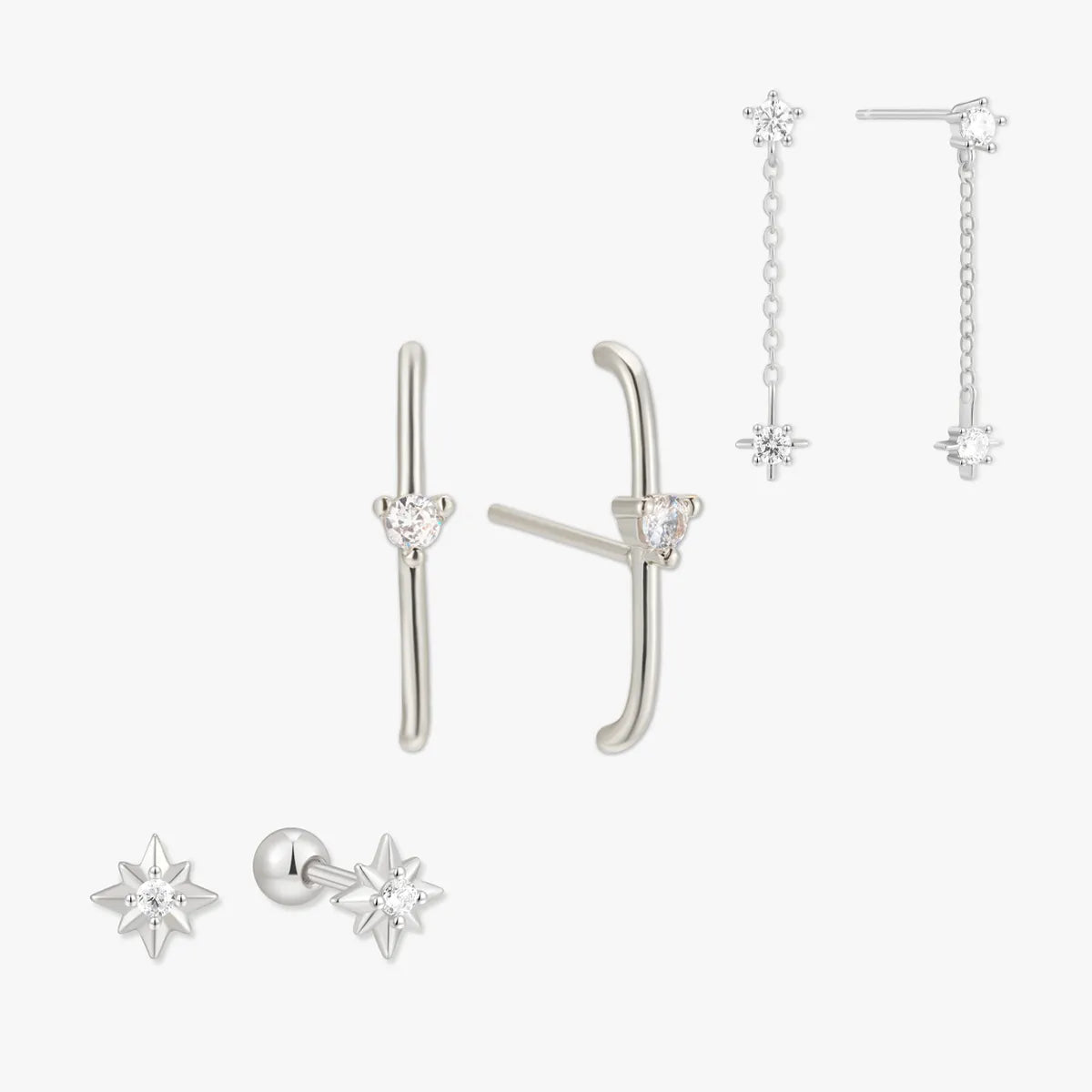 Celestial Dangle Earring Set in Silver