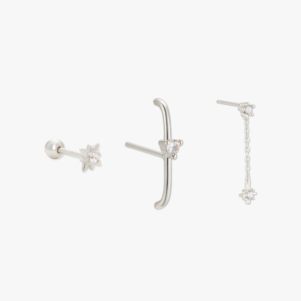 Celestial Dangle Earring Set in Silver